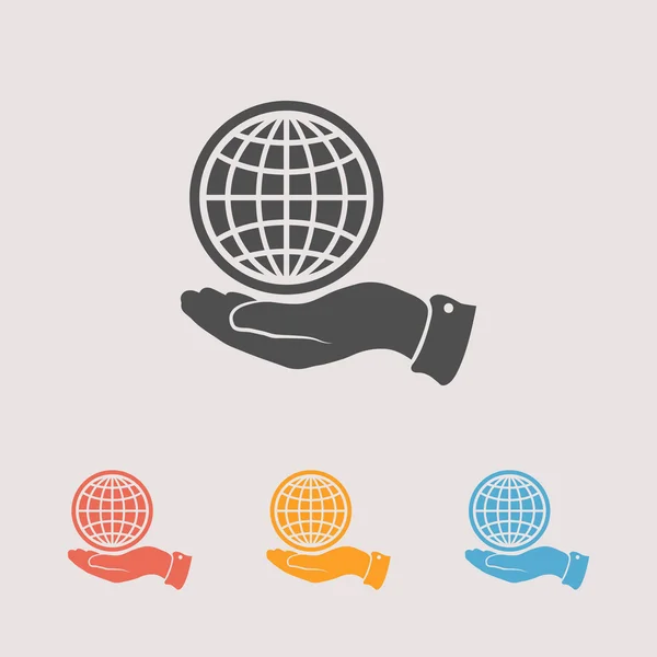 Globe in de hand pictogram — Stockvector