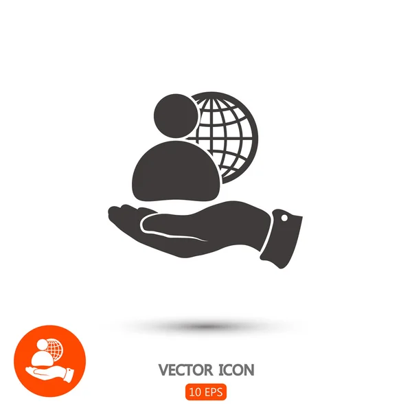 Negocios globales, icono del hombre de negocios — Vector de stock