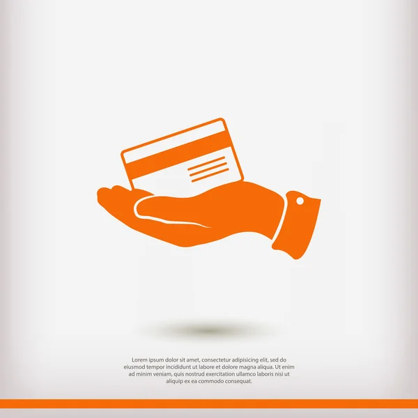 Cartão de crédito bancário na mão ícone — Vetor de Stock