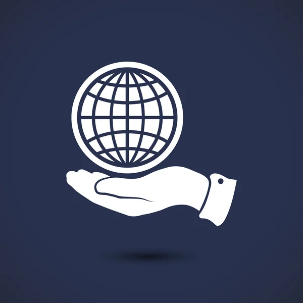 Globe in hand icon — Stock Vector