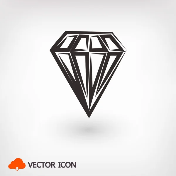 Diamante ícone de design plano — Vetor de Stock