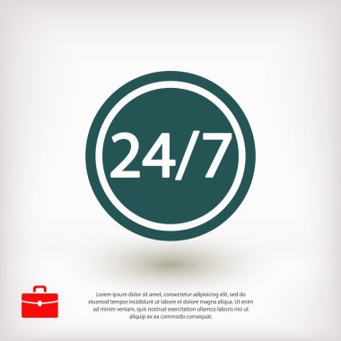 24 saat ve 7 gün bir hafta simgesi.