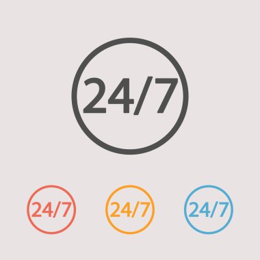 24 saat ve 7 gün bir hafta simgesi.