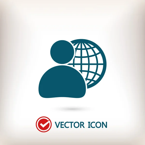 Negocios globales, icono del hombre de negocios — Vector de stock