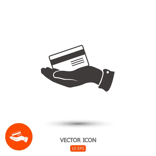 Tarjeta de crédito bancaria en mano icono — Archivo Imágenes Vectoriales