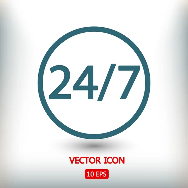 24 hodin a 7 dní týden ikonu. — Stockový vektor