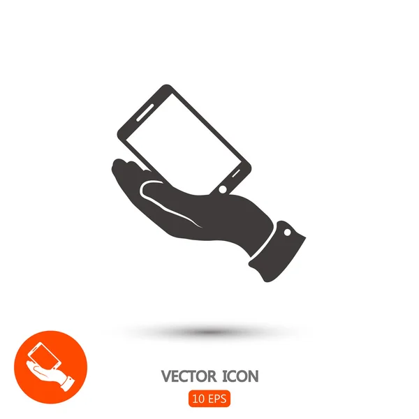 Ícone de smartphone na mão — Vetor de Stock