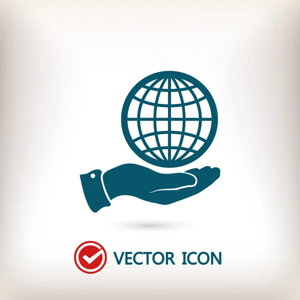 Globe i hand ikonen — Stock vektor