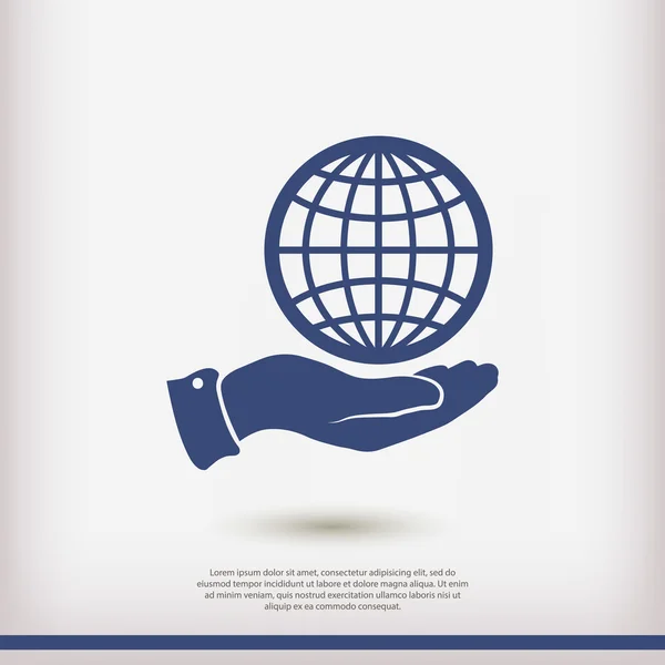 Globe in de hand pictogram — Stockvector