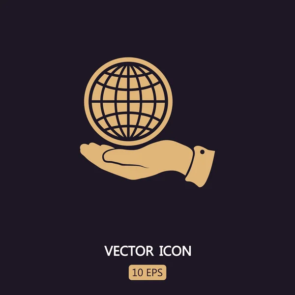 Globo en la mano icono — Vector de stock