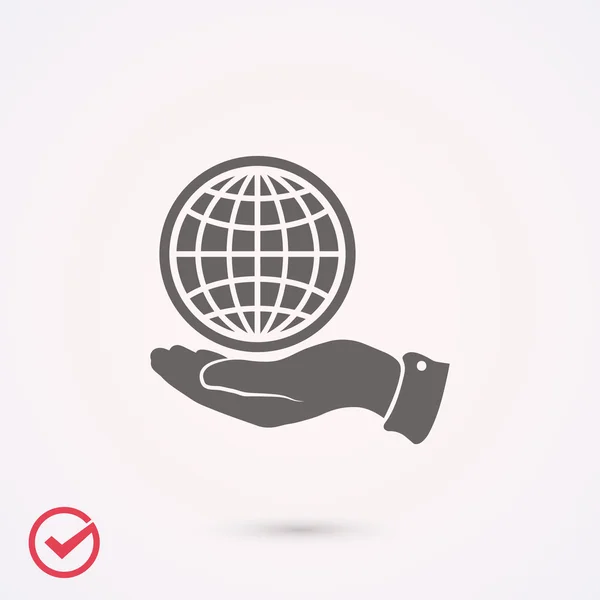 Globe in de hand pictogram — Stockvector