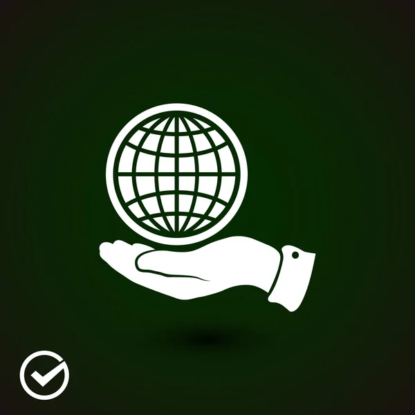 Globe in de hand pictogram — Stockvector