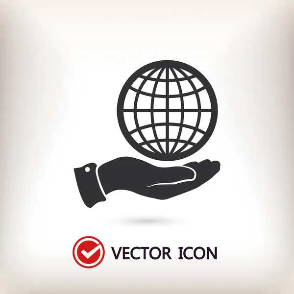 Globo en la mano icono — Vector de stock