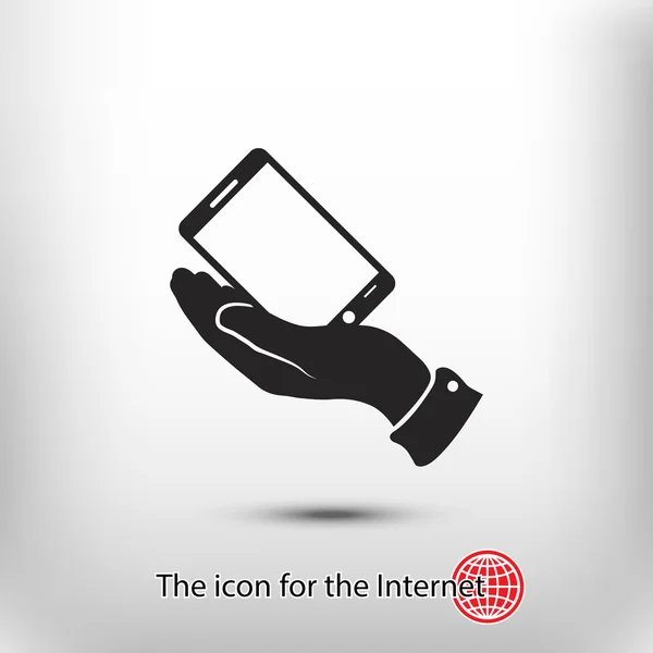 Smartphone en icono de la mano — Vector de stock