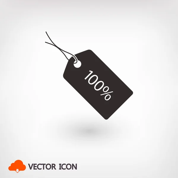 Ícone de tag 100% — Vetor de Stock