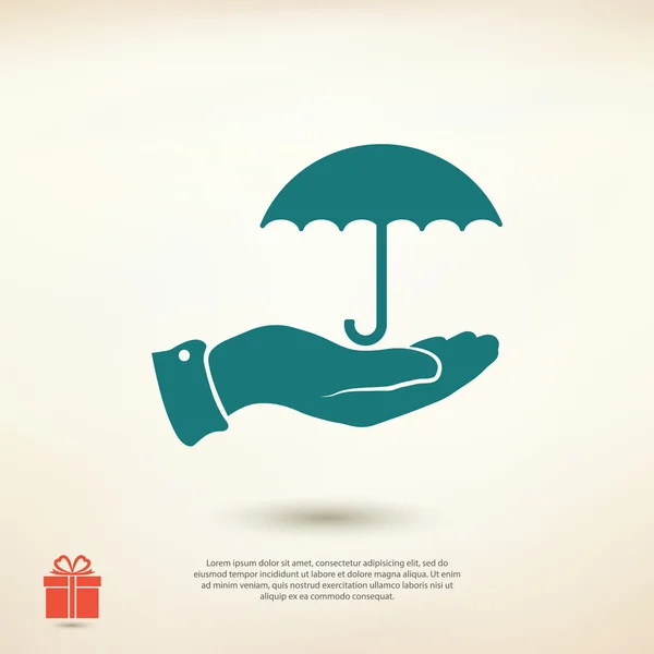 Зонтик со значком руки — стоковый вектор