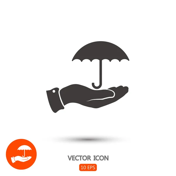 Umbrella with hand  icon — Stock Vector