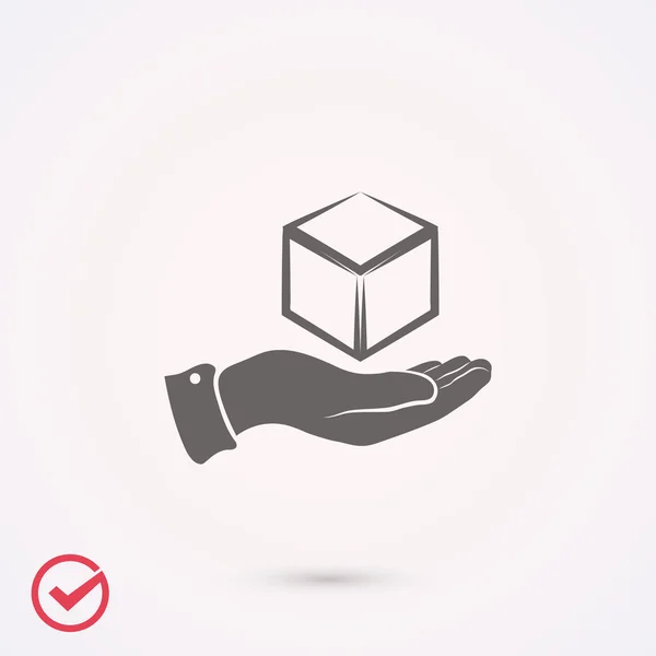3d icono del cubo en la mano — Archivo Imágenes Vectoriales