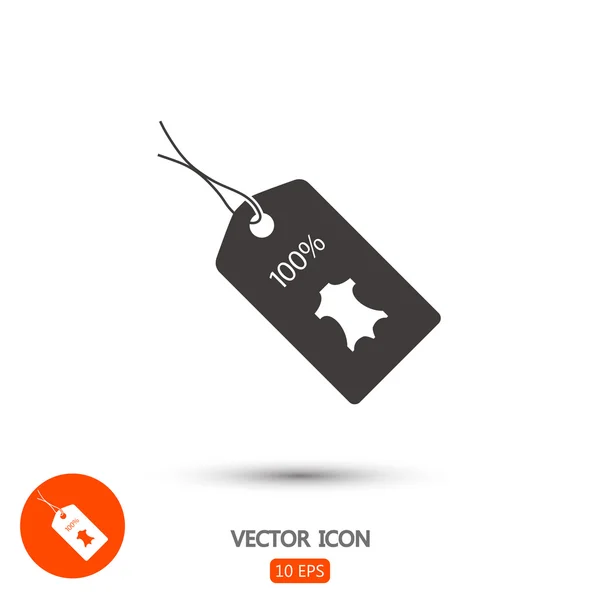 100% leather tag icon — Stock Vector