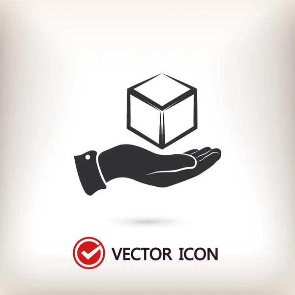 3D kuben ikonen i hand — Stock vektor
