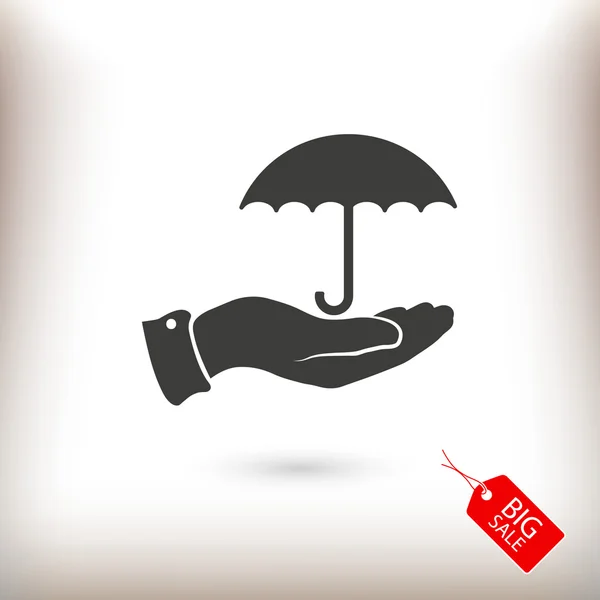 手のアイコンを持つ傘 — ストックベクタ