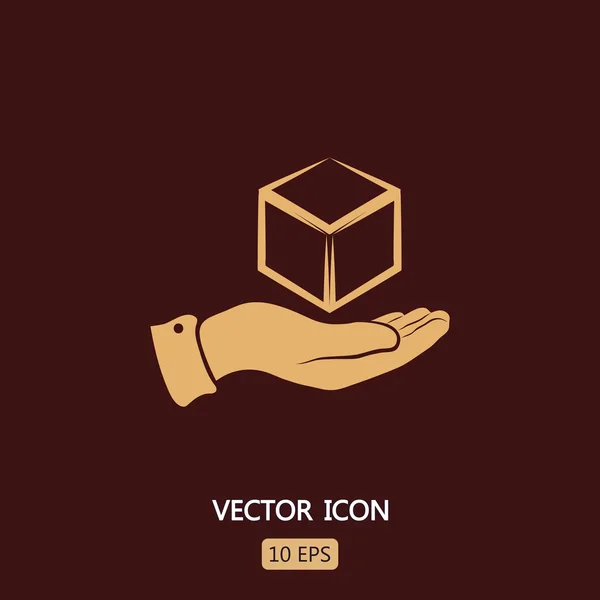 3d icono del cubo en la mano — Archivo Imágenes Vectoriales