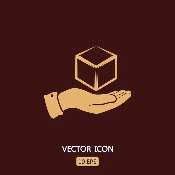 3d icono del cubo en la mano — Vector de stock