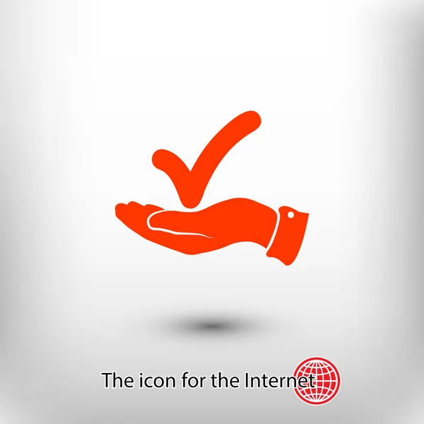 Confirm icon in hand — Stock Vector