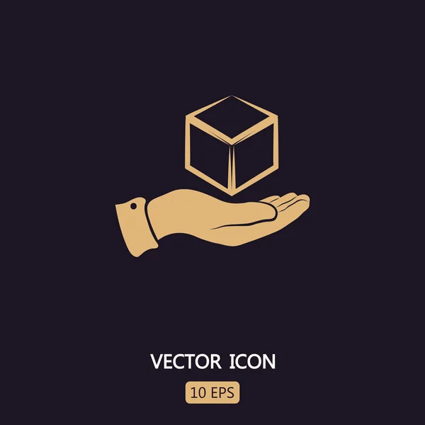 3d icono del cubo en la mano — Vector de stock