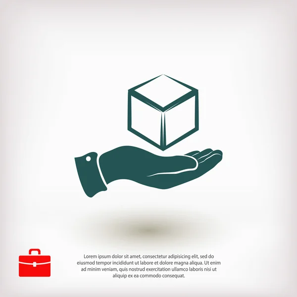 3d icono del cubo en la mano — Vector de stock