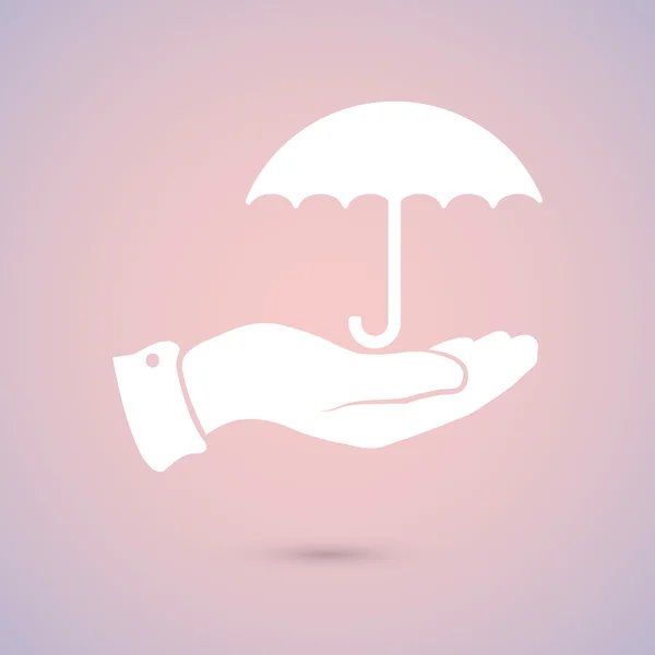 Regenschirm mit Handsymbol — Stockvektor