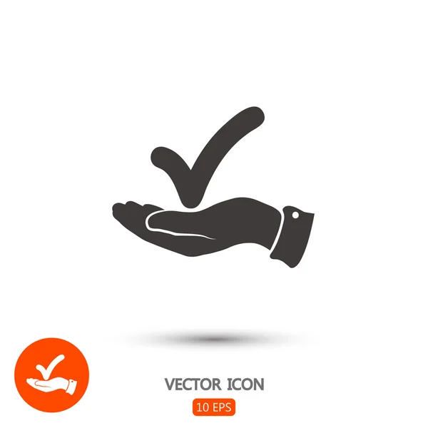 Confirmar icono en la mano — Vector de stock