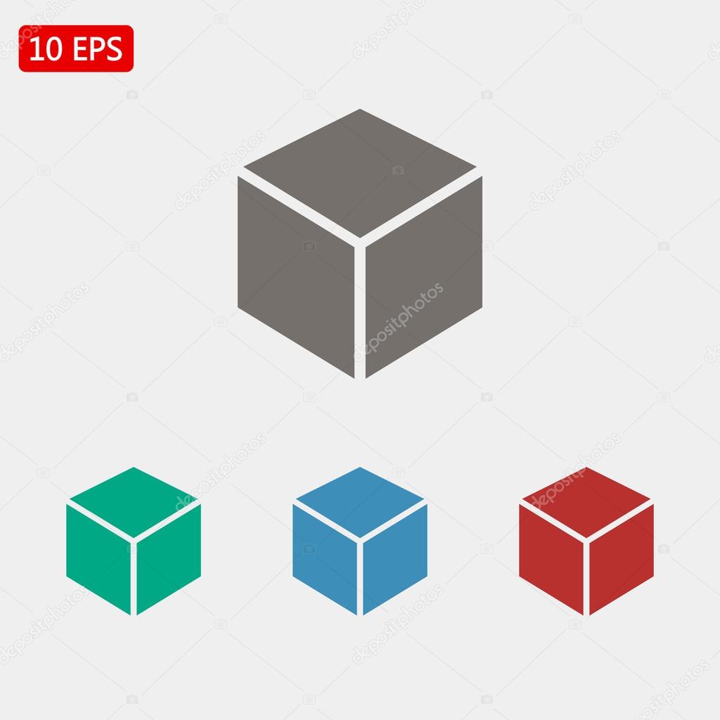 3d cube icons set