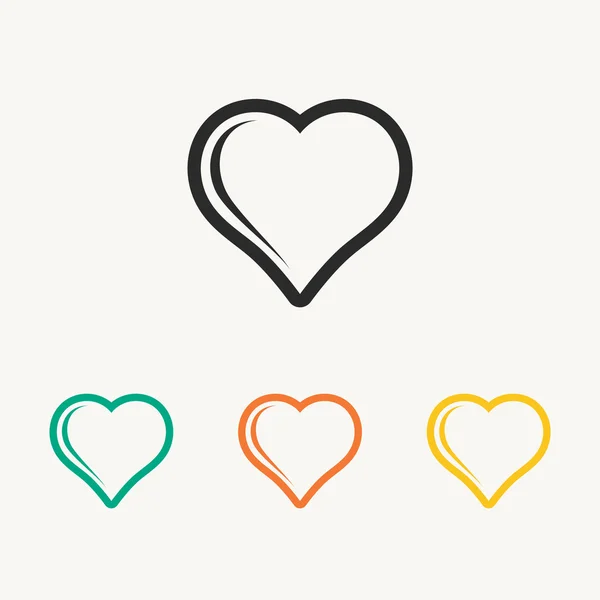 Heart sign icons set — Stock Vector