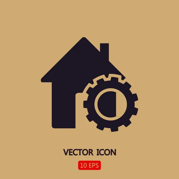 Configuración de parámetros, icono de la casa — Vector de stock