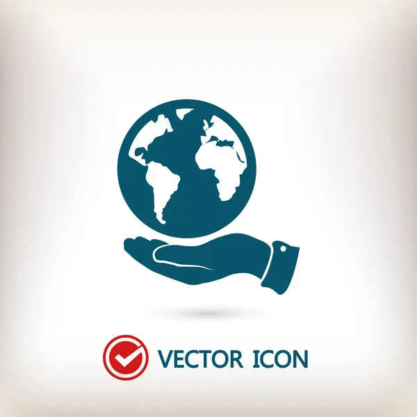 Wereldbol pictogram in de hand — Stockvector