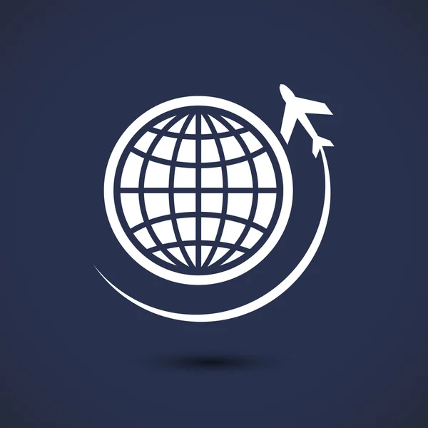 Globe med flyikon – Stock-vektor