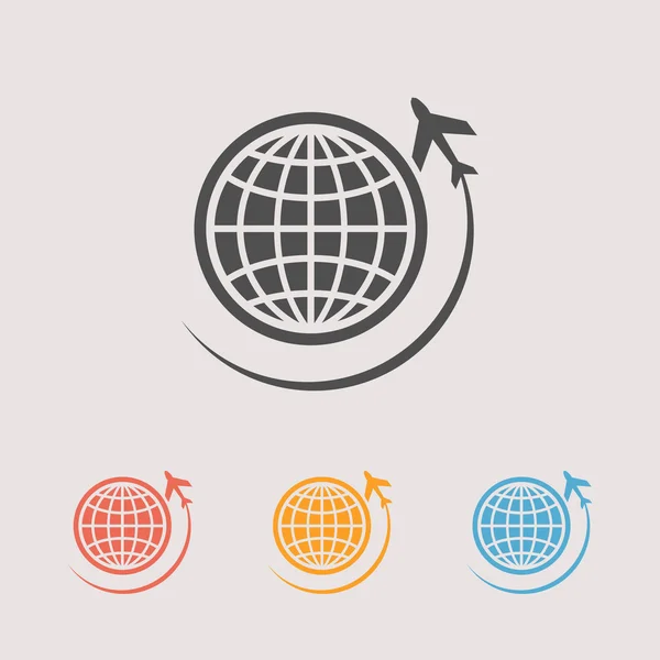 Globe with airplane icons — Stock Vector