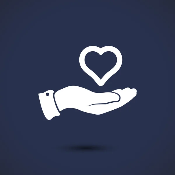 Heart in hand icon — Stock Vector