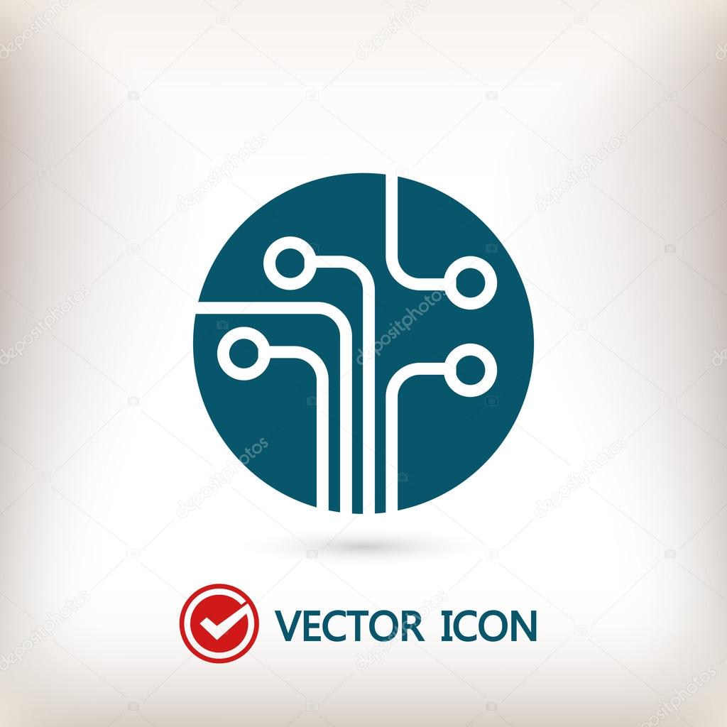 Circuit board, technology icon, vector illustration. Flat design