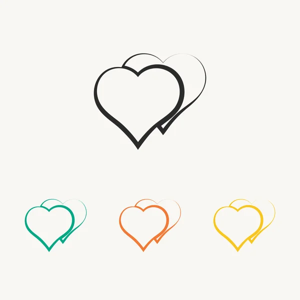 Heart sign icons set — Stock Vector