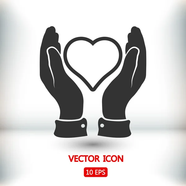 Corazón en las manos icono — Vector de stock