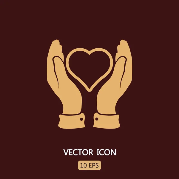 Corazón en las manos icono — Vector de stock