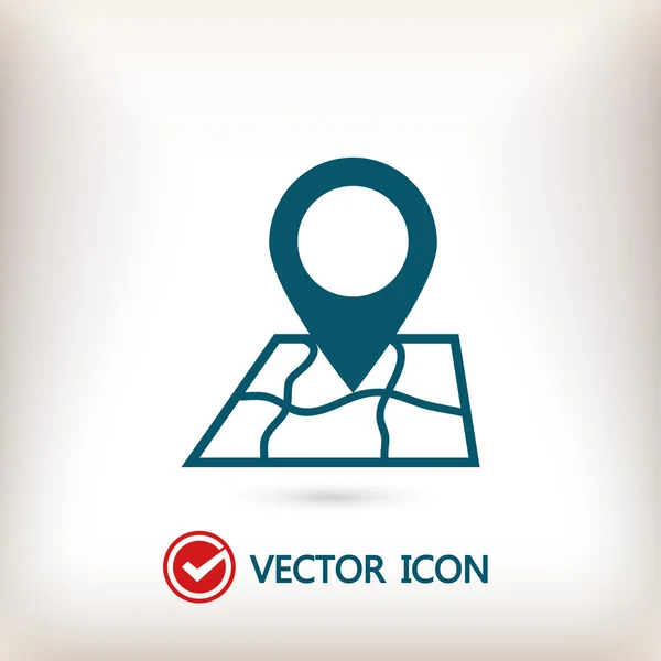 Mapa con icono de puntero — Vector de stock