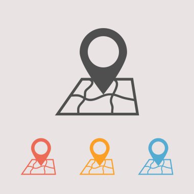 İşaretçi düz Icons set harita