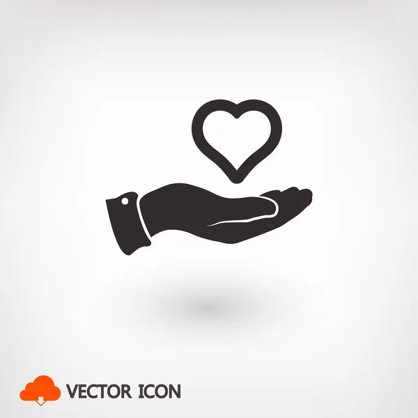 Heart in hand icon — Stock Vector