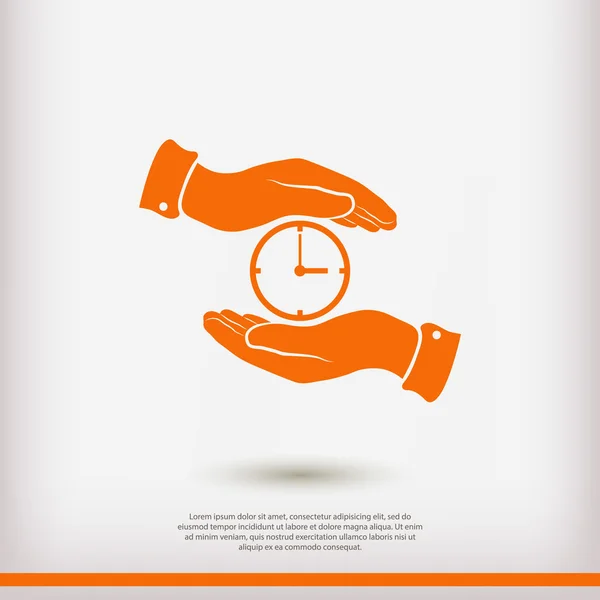 Reloj entre manos icono — Vector de stock