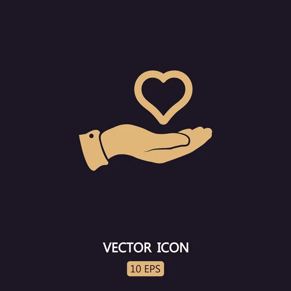 Corazón en la mano icono — Vector de stock