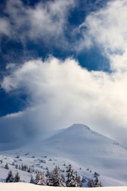 Kış dağlar ve sis