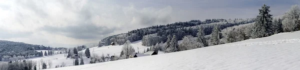 雪覆盖的山侧面宽全景视图 — 图库照片